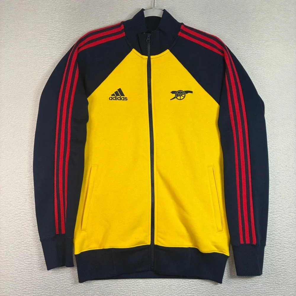 Adidas Arsenal FC Track Jacket Men S Yellow Blue Soccer Full Zip Sportswear Y2K